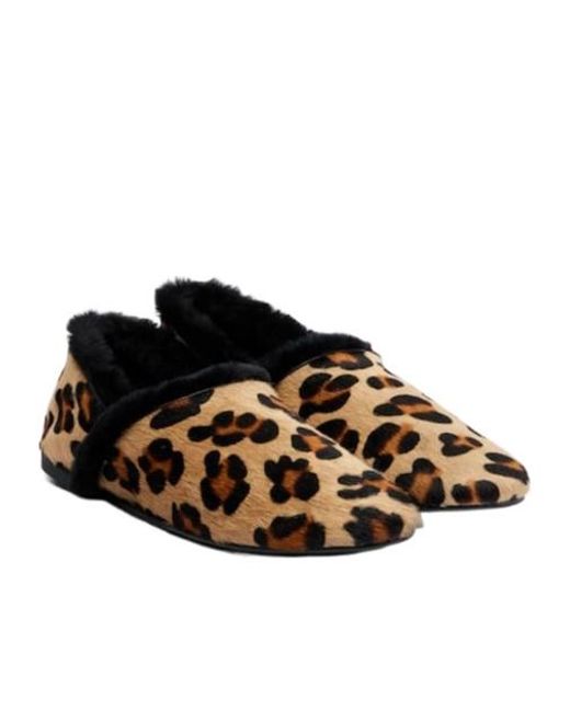 Yves Salomon Black Shearling-Lined Calf Hair Slip-On Shoes