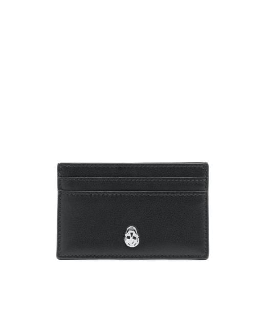 McQueen Black Skull Printed Card Holder for men