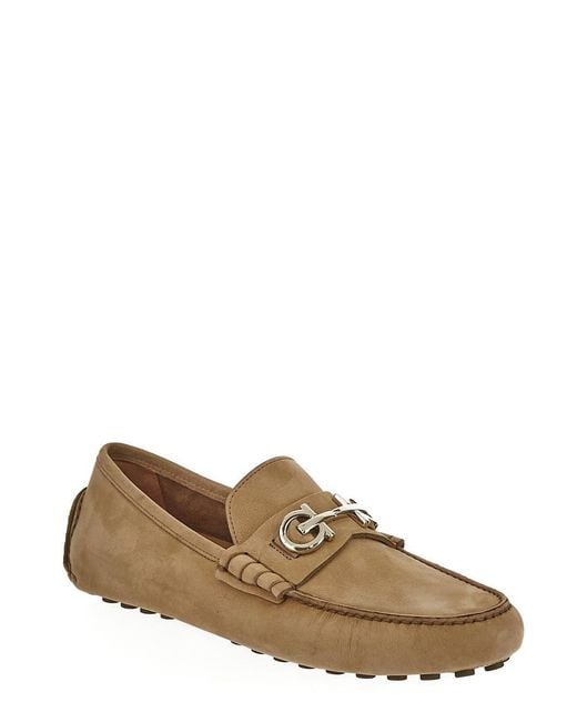 Ferragamo Brown Ferragamo Grazioso Logo Plaque Loafers for men
