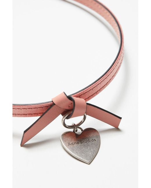 Acne White Musubi Heart-Charm Necklace