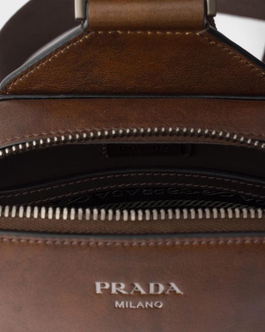 Prada Brown Brique Antiqued Leather Bag for men