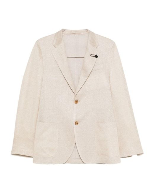 Lardini Natural Single-Breasted Blazer for men