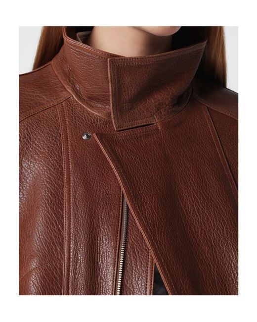 Nour Hammour Brown Terracotta Leather Jacket