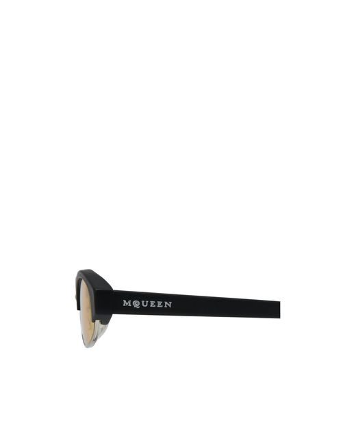McQueen Metallic Eyewear Ellipse Frame Sunglasses for men
