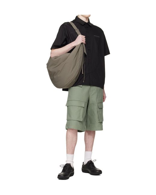HELIOT EMIL Green Cellulae Belt Loop Cargo Shorts for men