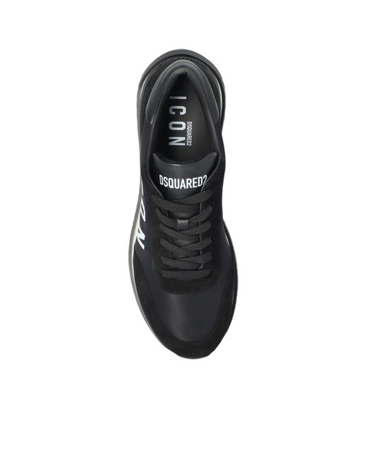 DSquared² Black Icon Logo Printed Low-Top Sneakers for men