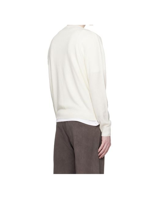 Entire studios White Knit Crewneck Sweater for men