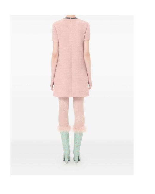 Valentino Pink Bow Detailed Crewneck Mini Dress