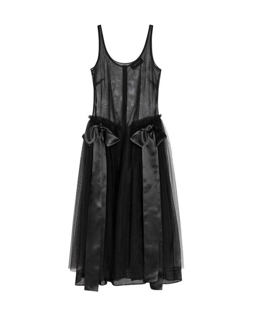 Simone Rocha Black Bow-Appliquéd Tulle Midi Dress