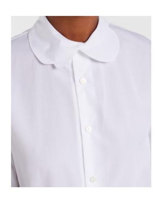 Comme des Garçons White Gathered Cotton Shirt