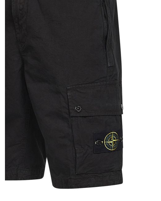 Stone Island Black Cargo Bermuda Shorts for men