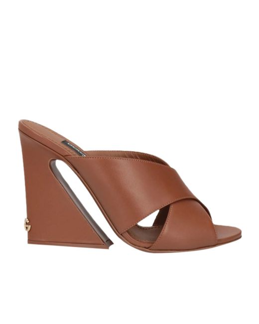 Dolce & Gabbana Brown Minimalist Leather Sandals