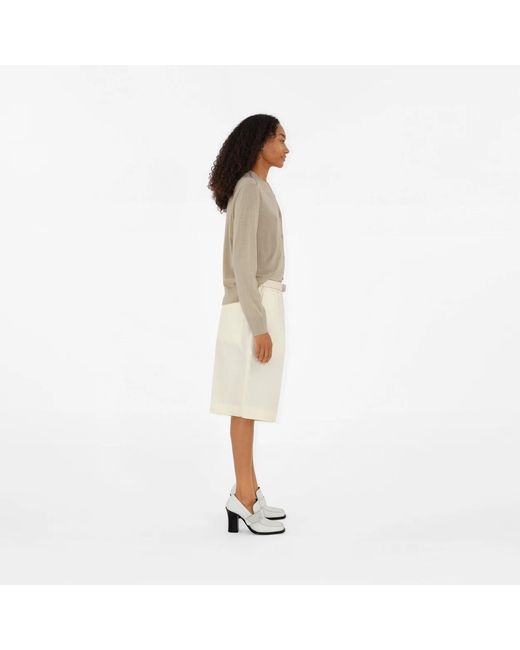 Burberry Natural V-Neck Wool Cardigan