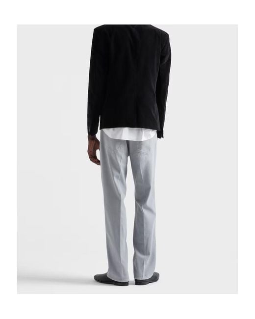 Prada Gray Logo Patch Straight-Leg Jeans for men