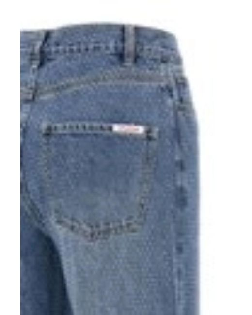 Self-Portrait Blue Embellished Denim Straight Leg Jeans