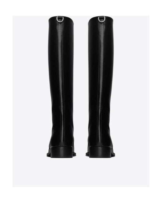 Saint Laurent Black Hunt Patent Leather Boots