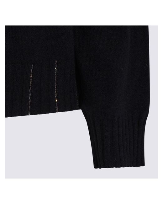 Fabiana Filippi Black Ribbed Hem Knitted Sweater