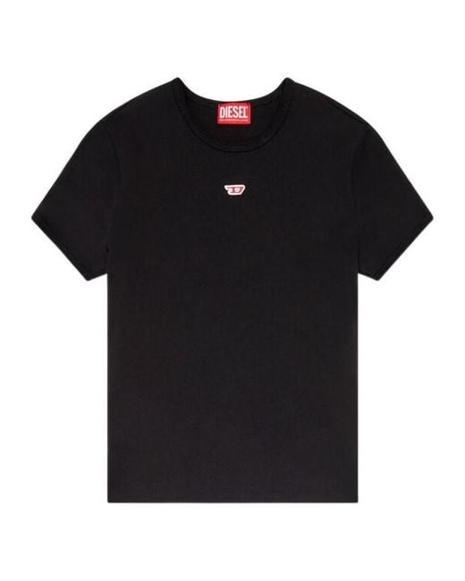DIESEL Black T-Uncutie-Long-D Embroidered D Patch T-Shirt