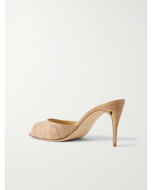JENNIFER CHAMANDI Natural Croc-Effect Leather Mules
