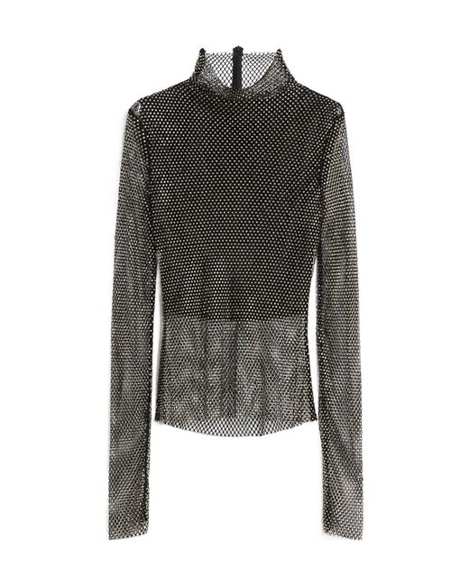 Sportmax Black Embellished High Neck Long-Sleeved Top