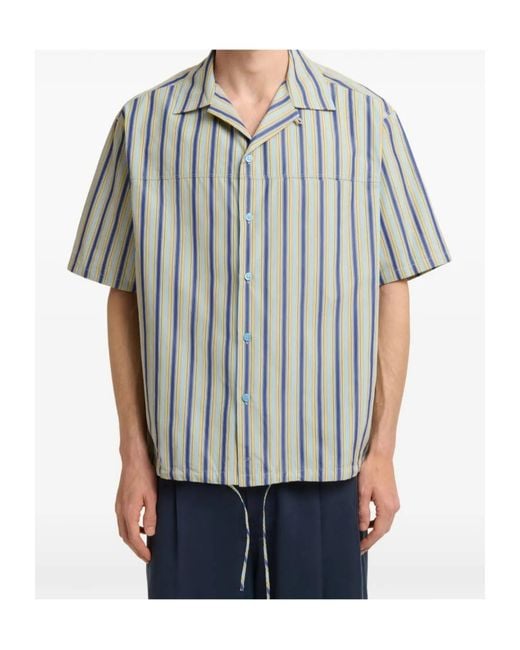 Marni Gray Short-Sleeved Striped Shirt for men