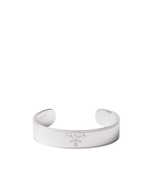 Prada White Logo Jewels Cuff Bracelet for men