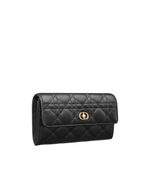 Dior Black Jolie Orchid Long Wallet