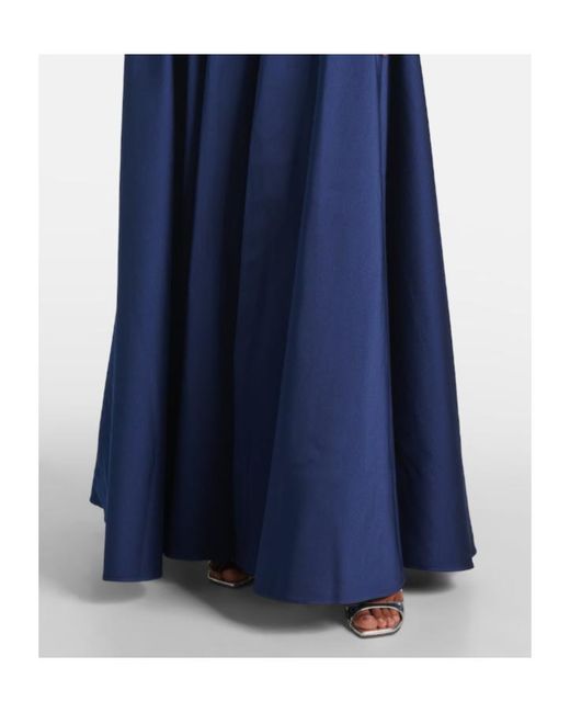 Roland Mouret Blue Strapless Pleated Gown