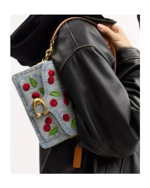 COACH White Cherry Embroidery Tabby Shoulder Bag