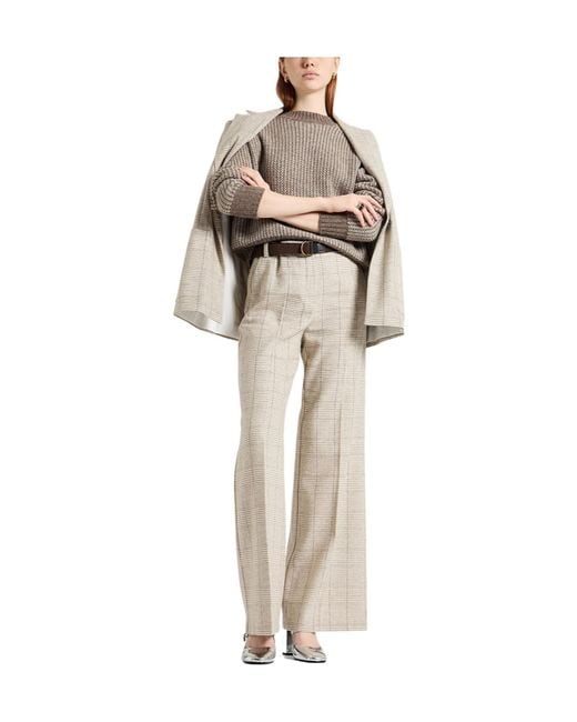 MAX&Co. Natural Loose-Fit Plaid Trousers