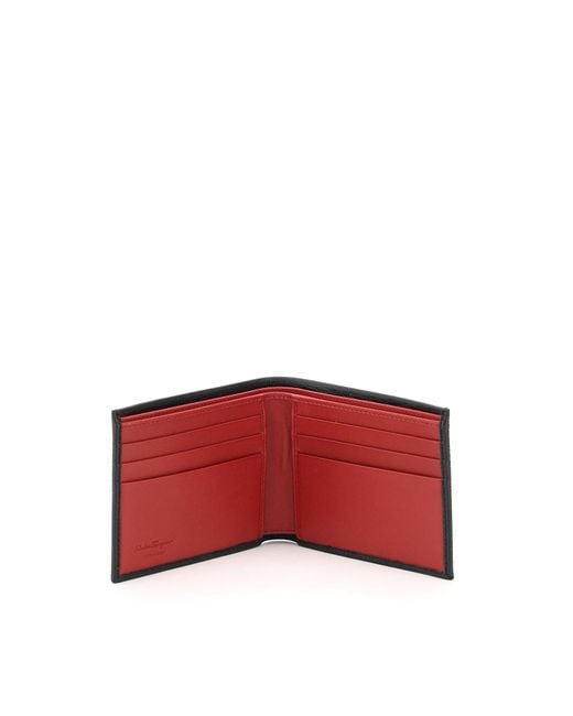Ferragamo Black Ferragamo Gancini Logo Plaque Bifold Wallet for men