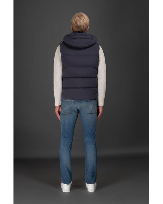 Moorer Blue High-Neck Padded Gilet for men
