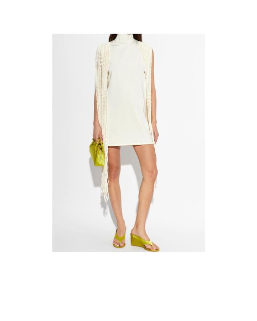 Alaïa Yellow Cube Thong Wedge Mules