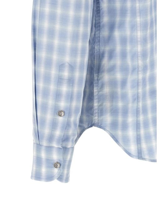 Tom Ford Blue Check Snap-Button Shirt for men