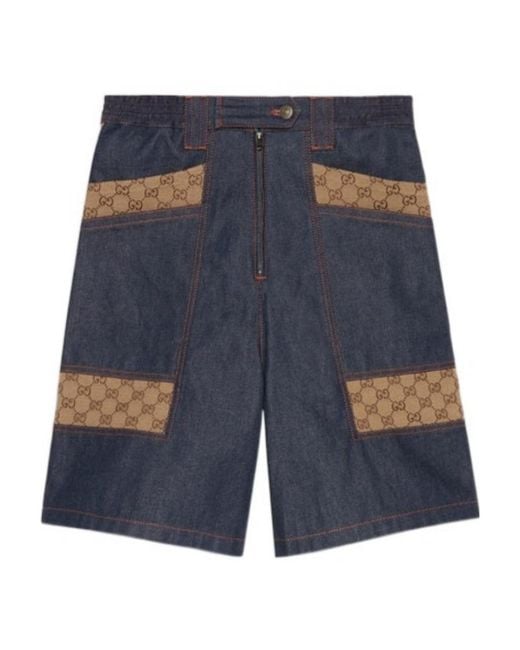 Gucci Blue High-Waist Denim Bermuda Shorts