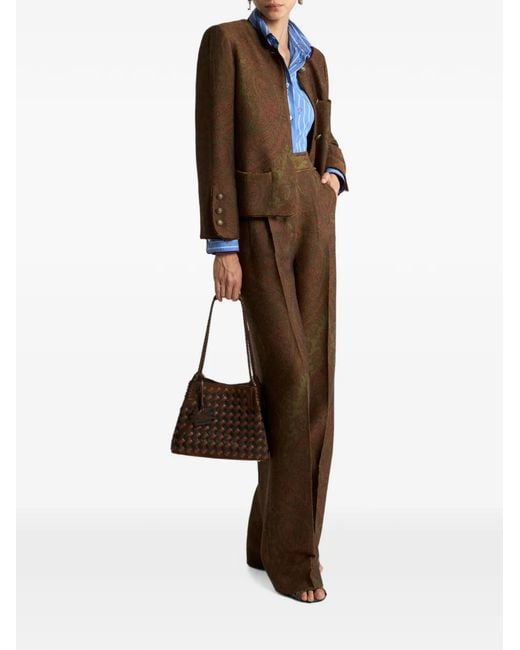 Etro Brown Wool-Blend Jacquard Jacket With Paisley Motif