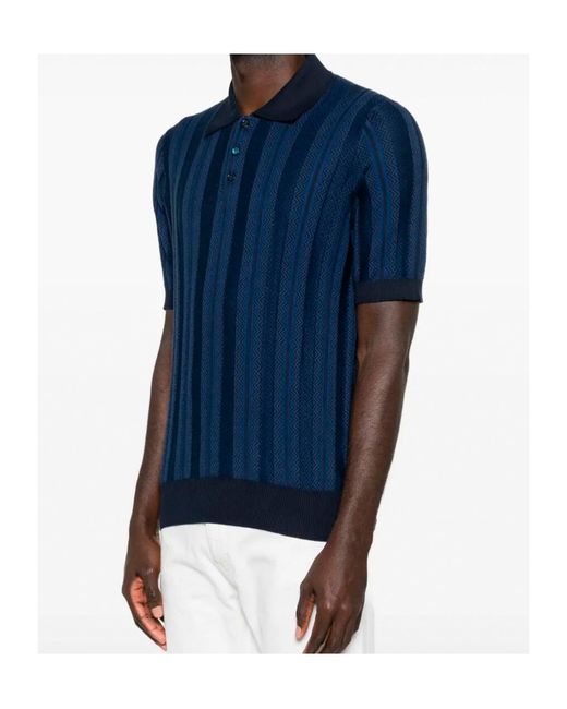 Brunello Cucinelli Blue Short Sleeve Polo for men