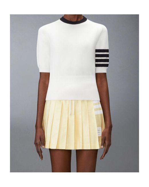 Thom Browne White Jersey Hector Intarsia 4-Bar T-Shirt