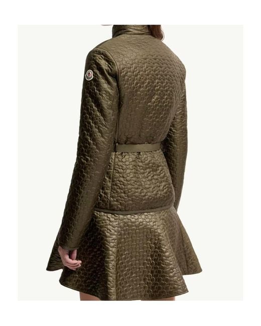 Moncler Green Geranium Floral-Quilted Short Down Jacket