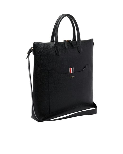 Thom Browne Black Vertical Tool Tote Bag for men