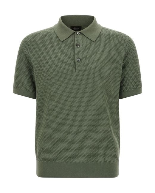 Brioni Green Weaving Polo Plot for men
