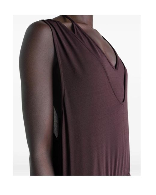 Lemaire Purple Ruched Sleeveless Dresses