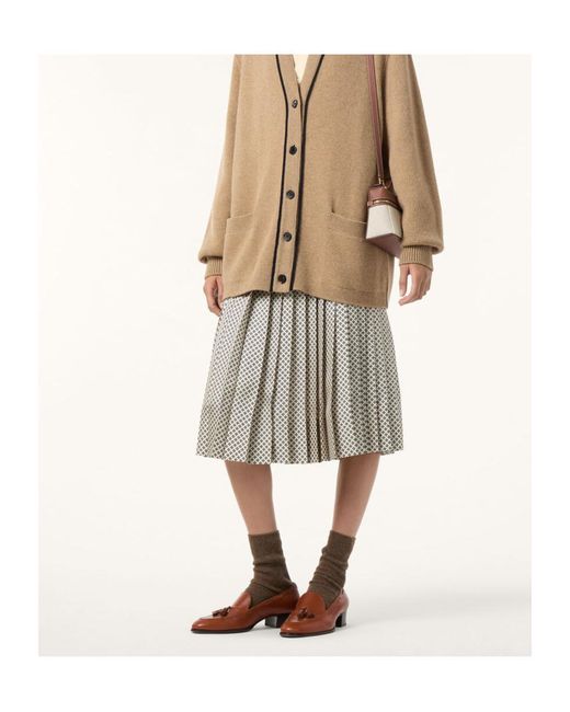 Loro Piana Gray Pleated Midi Skirt