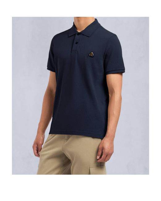 Moose Knuckles Blue Short-Sleeved Polo Shirt for men