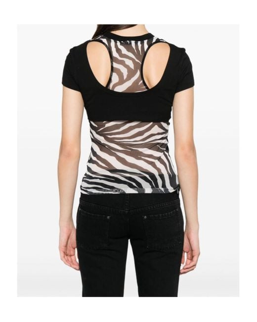 Versace Jeans Black Couture Zebra Printed Crewneck T-Shirt