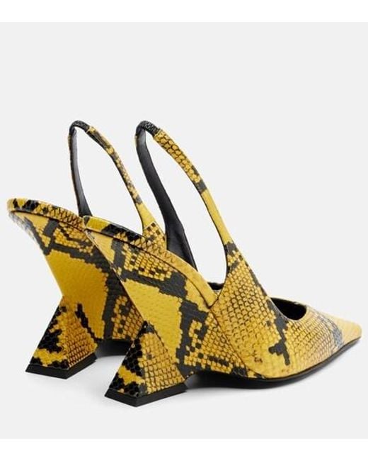 The Attico Metallic Cheope 105 Embossed Leather Wedge Sandals