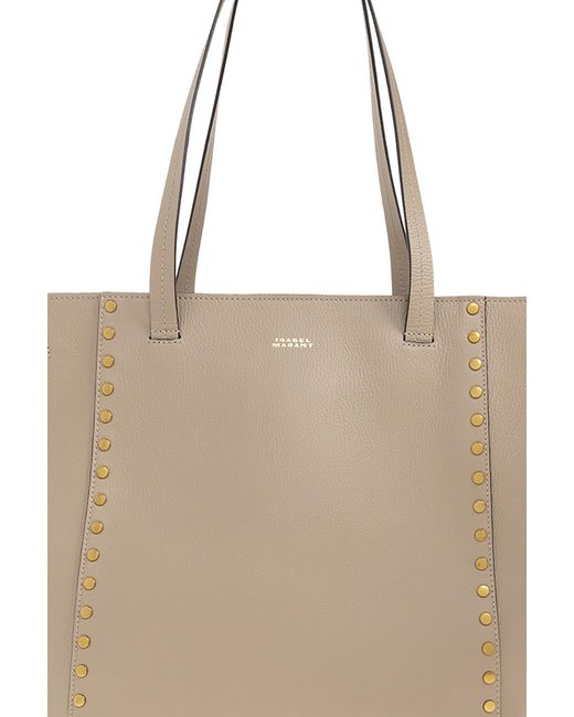 Isabel Marant Natural Oskan Logo Printed Shopper Bag