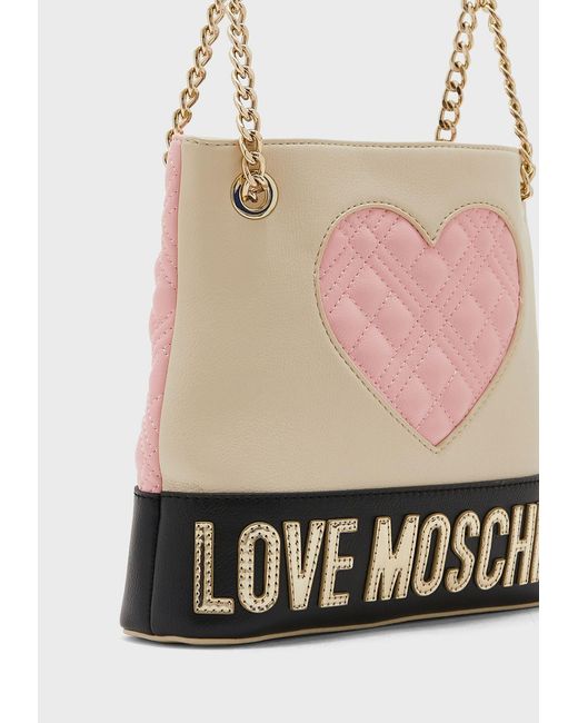 Moschino Pink Logo-Plaque Shoulder Bag