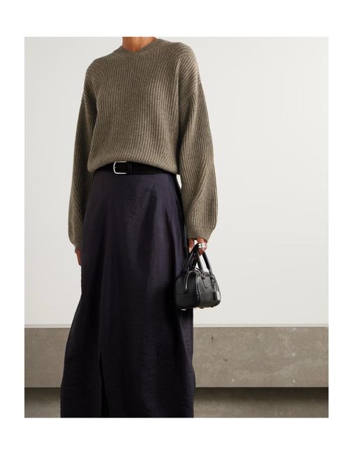 LeKasha Green Palermo Ribbed Organic Cashmere Sweater