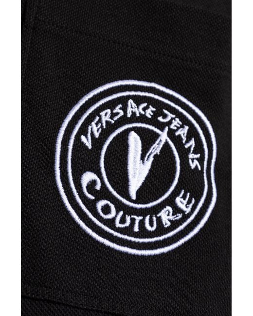 Versace Jeans Black Couture Logo Patch Polo Shirt for men